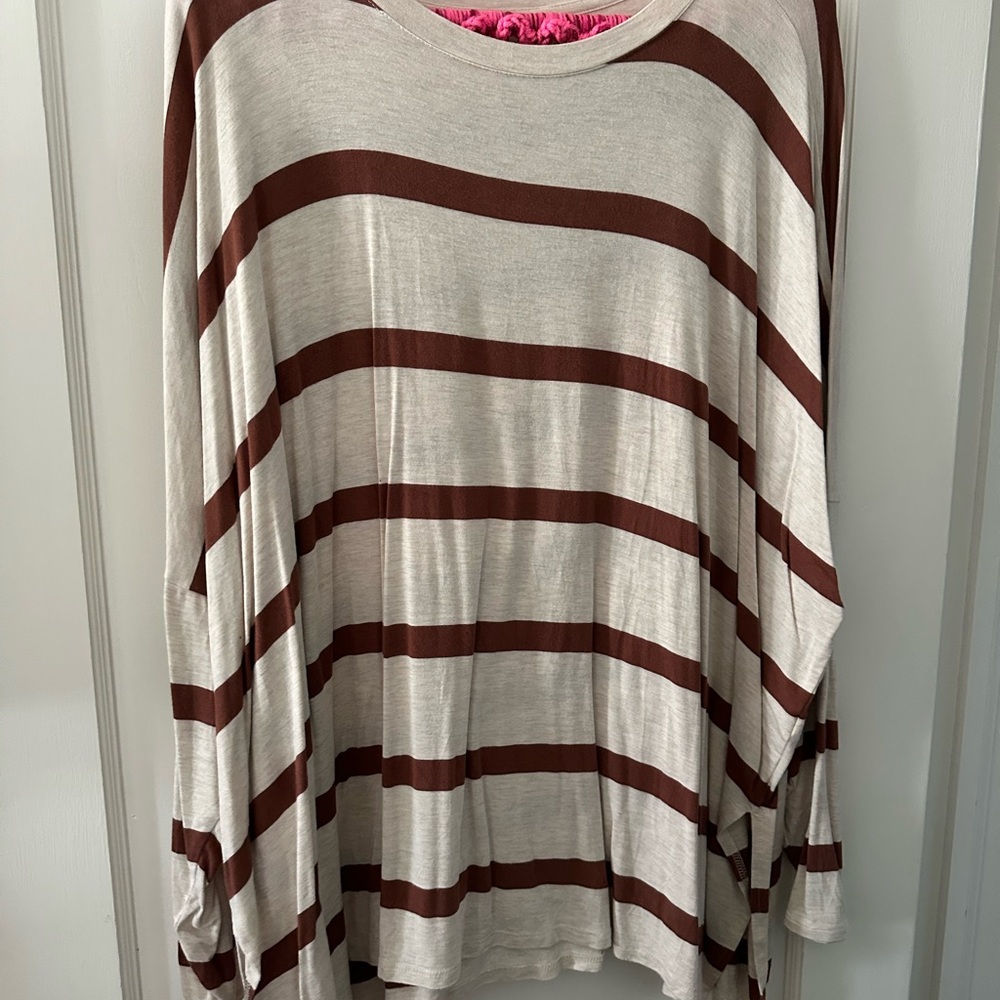 Maurices Brown and Cream Striped Long Sleeve Top